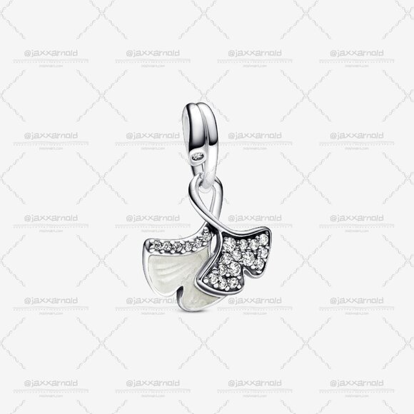 Pandora Double Gingko Leaves Sparkling Dangle Charm - Picture 1 of 5